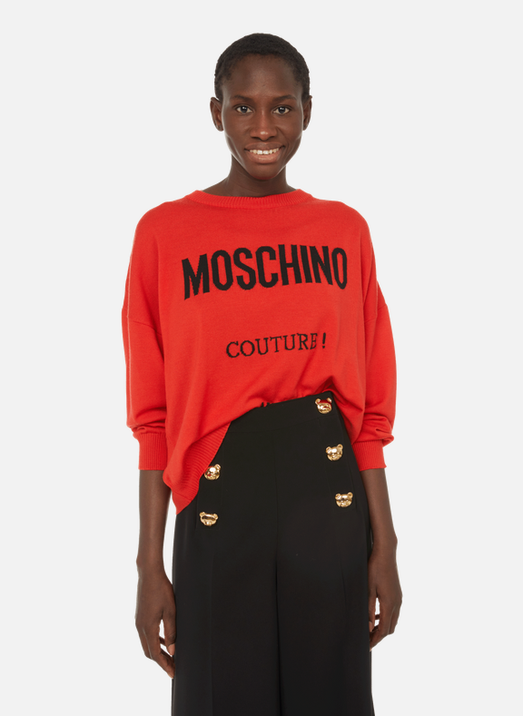 MOSCHINO Pull oversize en laine vierge Rouge