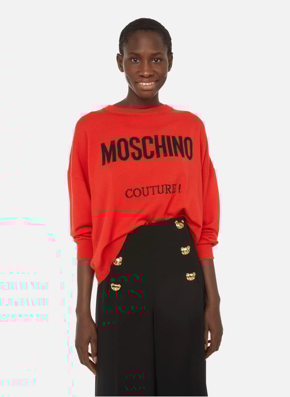Pull oversize en laine vierge Rouge by MOSCHINO MOSCHINO Pull oversize en laine vierge Rouge