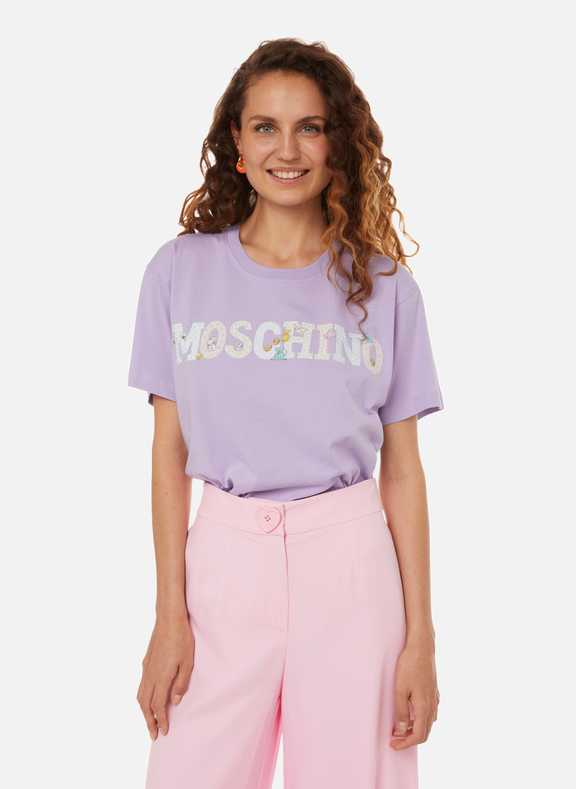 MOSCHINO T-shirt à logo en coton Violet
