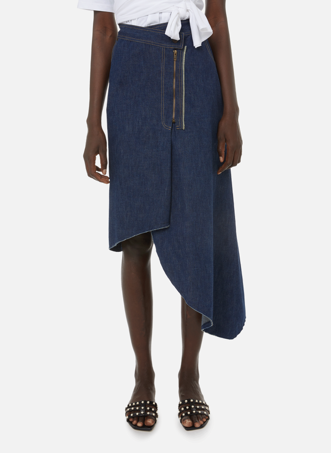 Asymmetrical midi skirt in cotton denim MOSSI