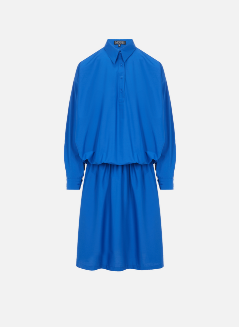 Blue cotton blend shirt dressMOSSI 