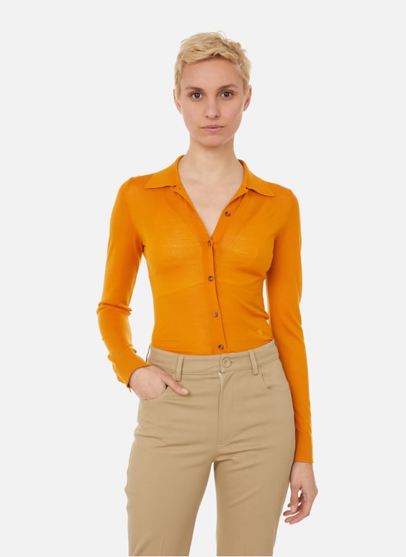 Cardigan chemise en laine mérinos Orange by NANUSHKA NANUSHKA Cardigan chemise en laine mérinos Orange