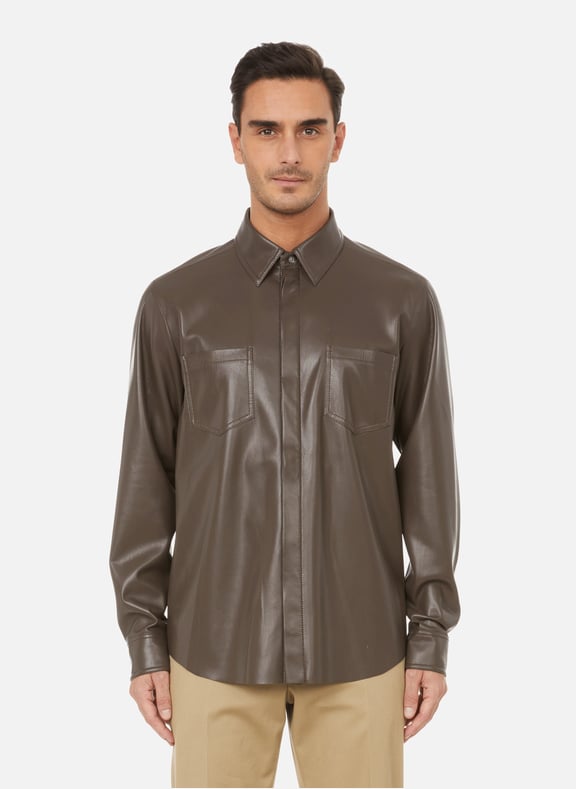 Chemise Declan en cuir vegan Marron by NANUSHKA NANUSHKA Chemise Declan en cuir vegan Marron