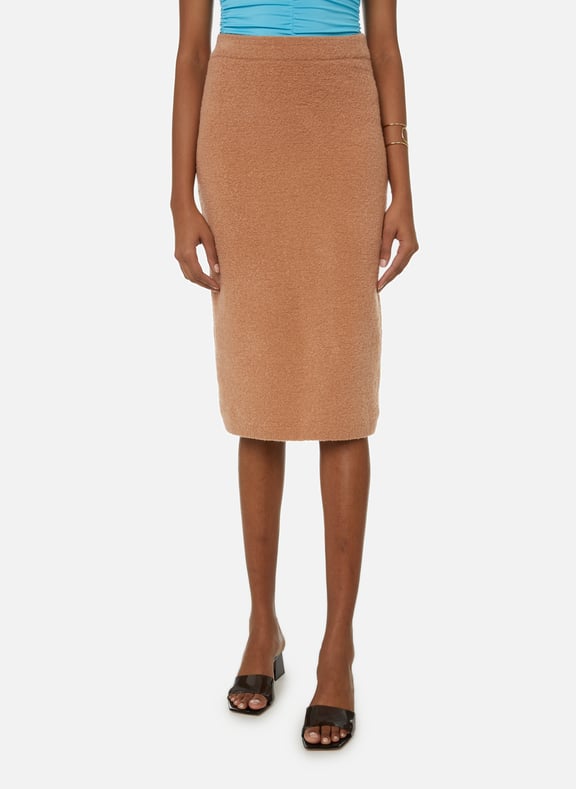 Jupe midi en laine bouclée mélangée Rose by NANUSHKA NANUSHKA Jupe midi en laine bouclée mélangée Rose