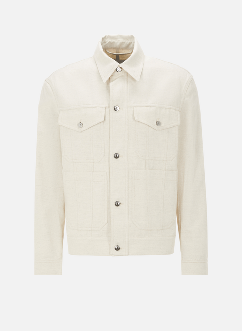 organic cotton and linen denim jacket WhiteNANUSHKA 