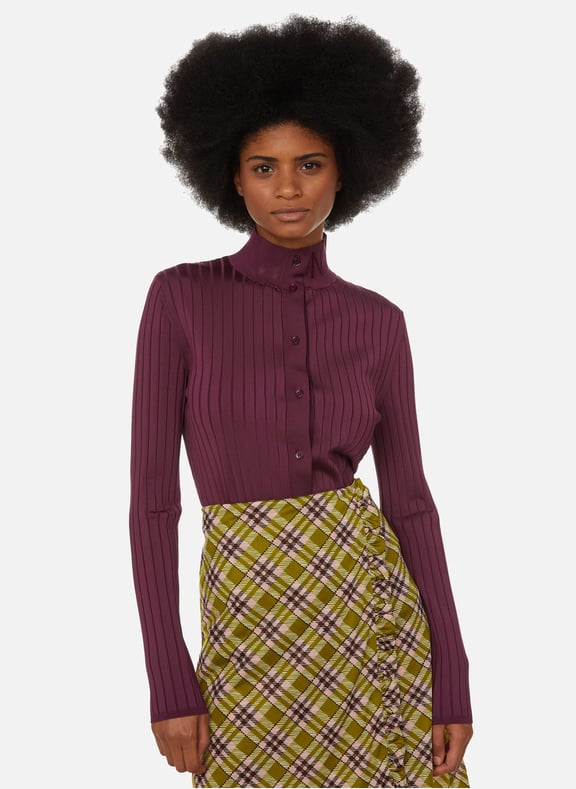 Pull côtelé à col montant Violet by NINA RICCI NINA RICCI Pull côtelé à col montant Violet