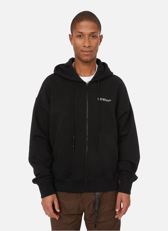 Hoodie zippée en coton Noir by OFF-WHITE OFF-WHITE Hoodie zippée en coton Noir