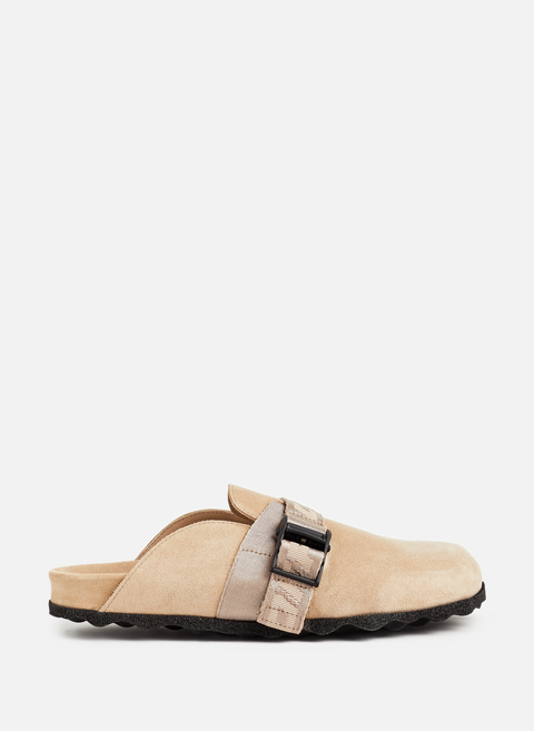 Beige OFF-WHITE leather mules 
