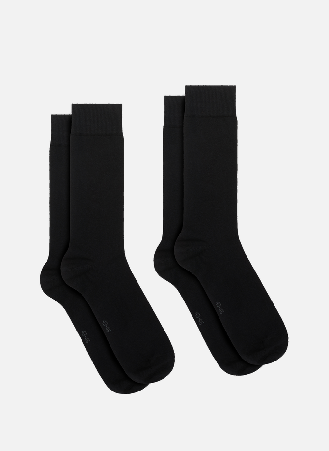 Lot de deux paires de chaussettes hautes en coton organique mélangé ORGANIC BASICS