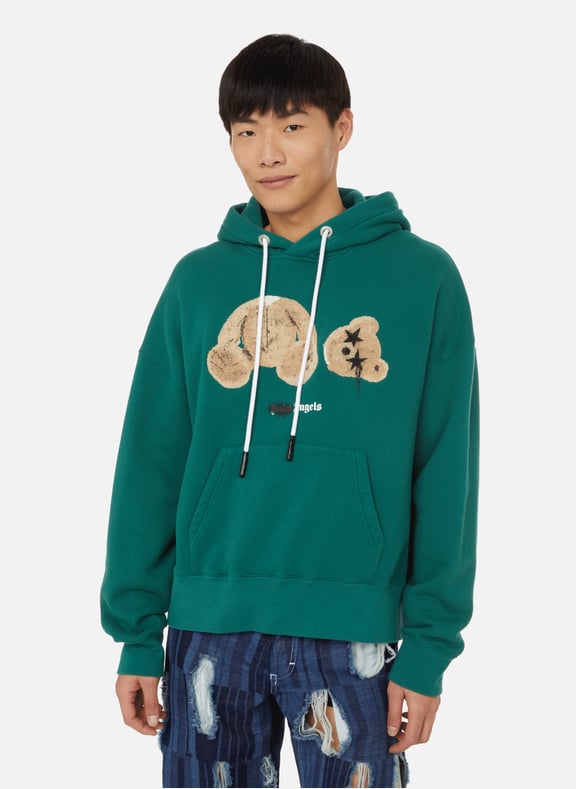 Hoodie Bear Hoo en coton Vert by PALM ANGELS PALM ANGELS Hoodie Bear Hoo en coton Vert