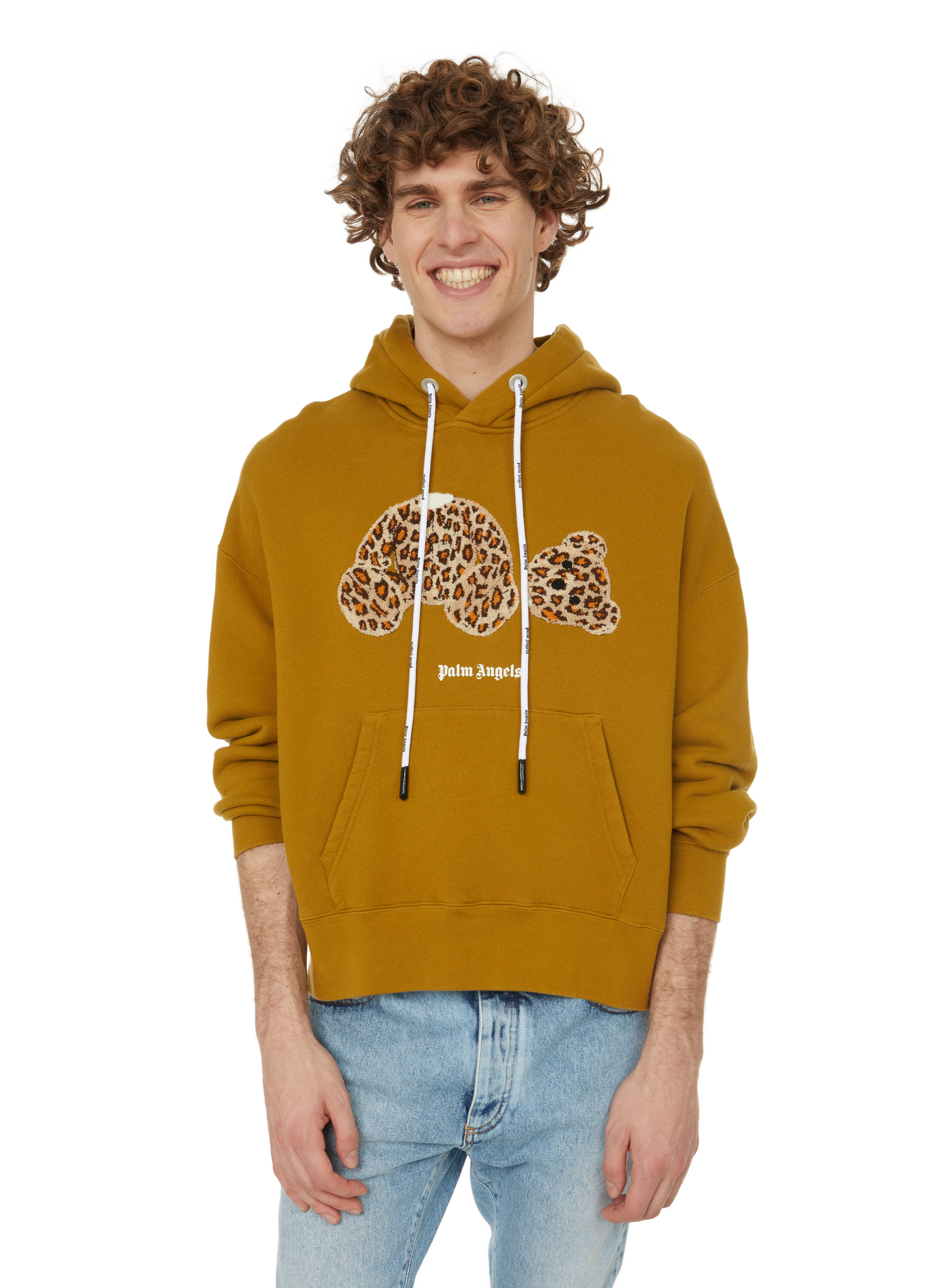 Hoodie Leopard Bear à lien de resserrage Coton Palm Angels pour homme en coloris Marron Homme Vêtements Articles de sport et dentraînement Sweats à capuche 