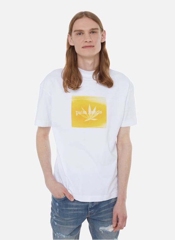 T-shirt Leaf en coton Blanc by PALM ANGELS PALM ANGELS T-shirt Leaf en coton Blanc
