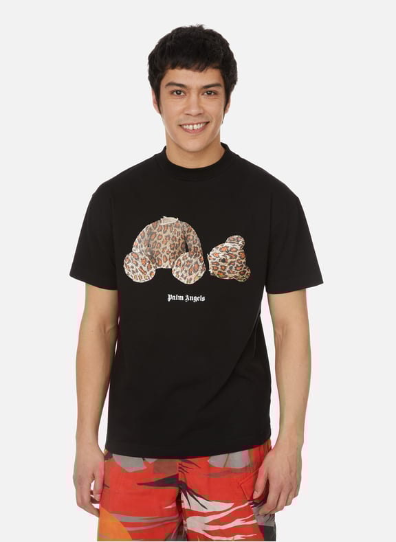T-shirt Leopard Bear en coton Noir by PALM ANGELS PALM ANGELS T-shirt Leopard Bear en coton Noir