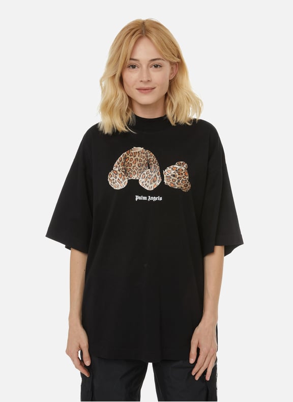 T-shirt oversize Leopard Bear en coton Noir by PALM ANGELS PALM ANGELS T-shirt oversize Leopard Bear en coton Noir