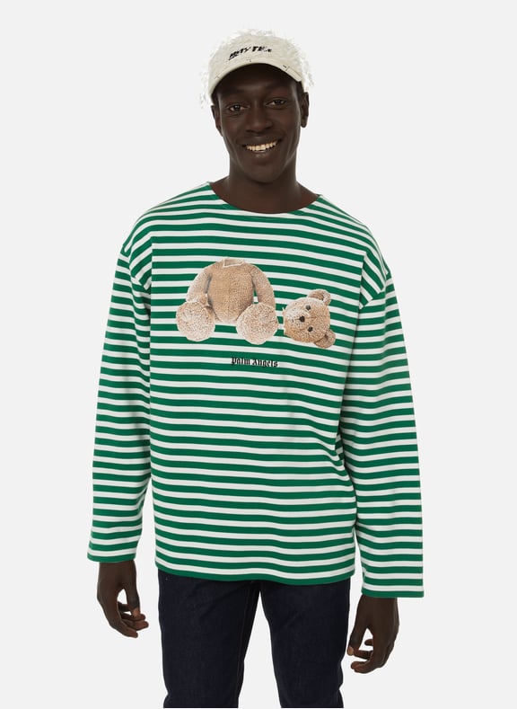 T-shirt rayé en coton Vert by PALM ANGELS PALM ANGELS T-shirt rayé en coton Vert