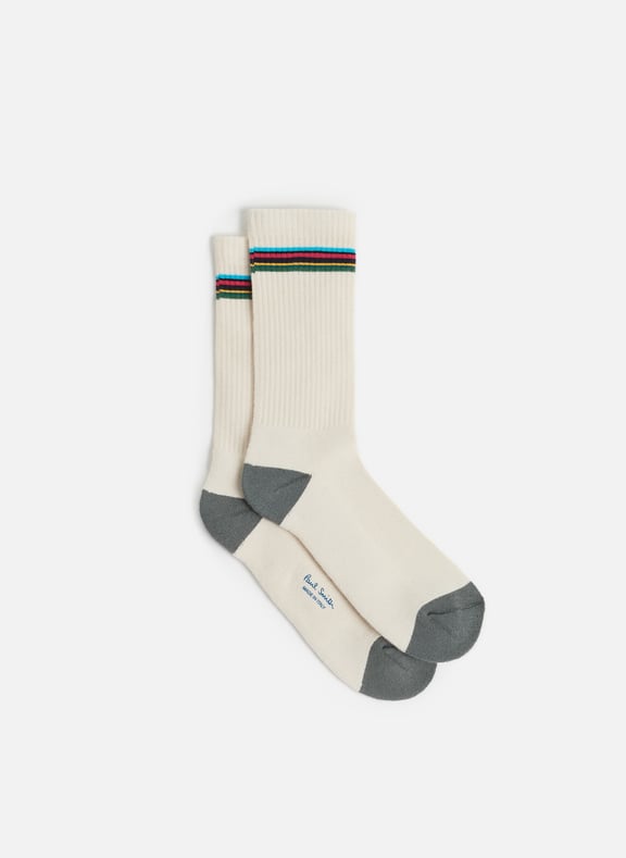 Chaussettes avec bandes colorées Blanc by PAUL SMITH PAUL SMITH Chaussettes avec bandes colorées Blanc