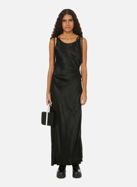 Robe portefeuille satinée Noir by ACNE STUDIOS ACNE STUDIOS Robe portefeuille satinée Noir