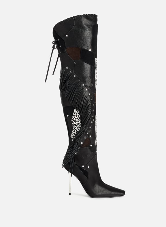 Bottes cuissardes à franges Noir by PHILOSOPHY DI LORENZO PHILOSOPHY DI LORENZO Bottes cuissardes à franges Noir