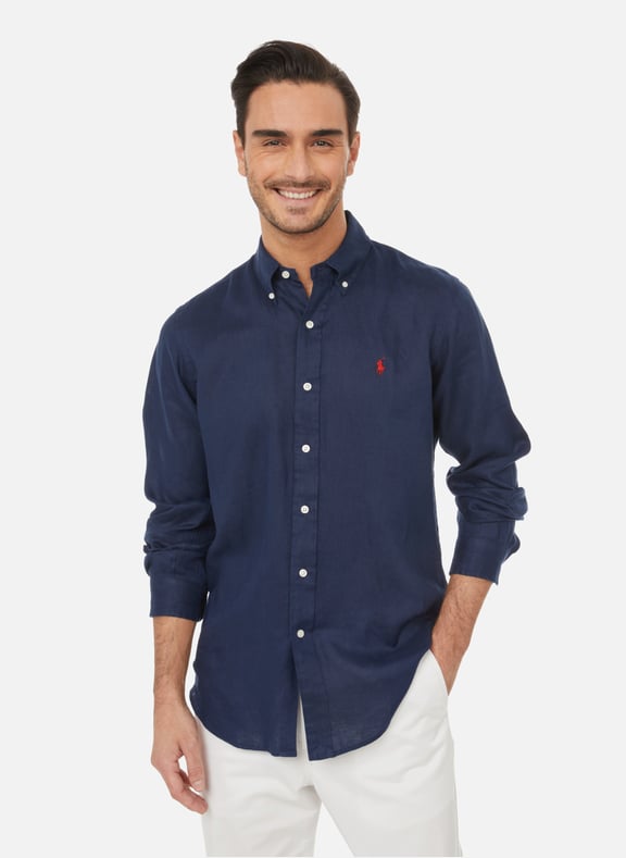 Chemise en lin Bleu by POLO RALPH LAUREN POLO RALPH LAUREN Chemise en lin Bleu