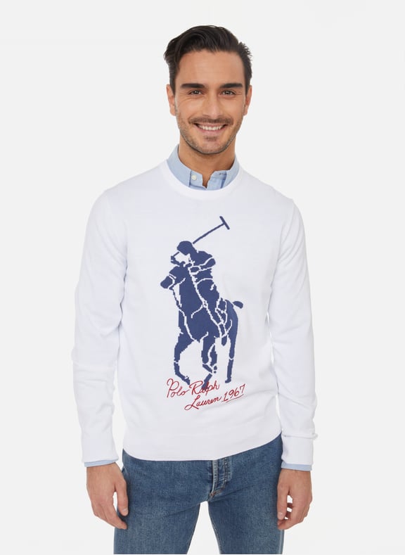 Pull avec logo en coton Blanc by POLO RALPH LAUREN POLO RALPH LAUREN Pull avec logo en coton Blanc