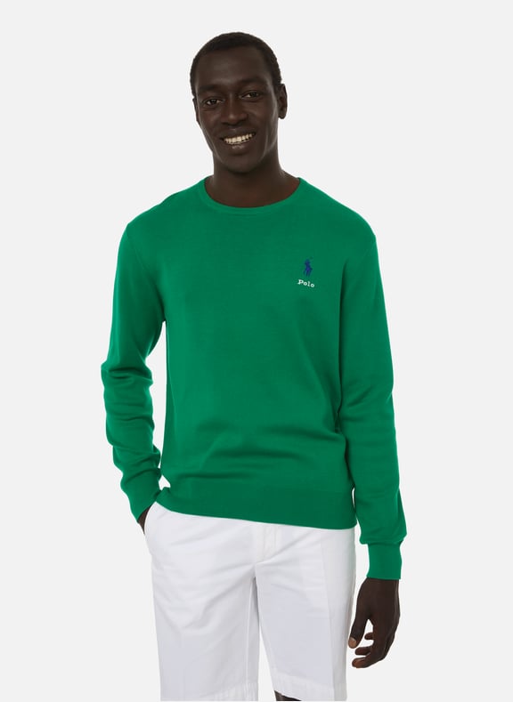 Pull col rond en coton Vert by POLO RALPH LAUREN POLO RALPH LAUREN Pull col rond en coton Vert