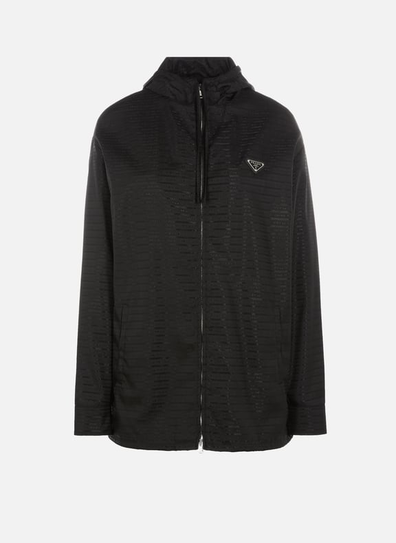 Blouson à capuche en Re-Nylon Noir by PRADA PRADA Blouson à capuche en Re-Nylon Noir