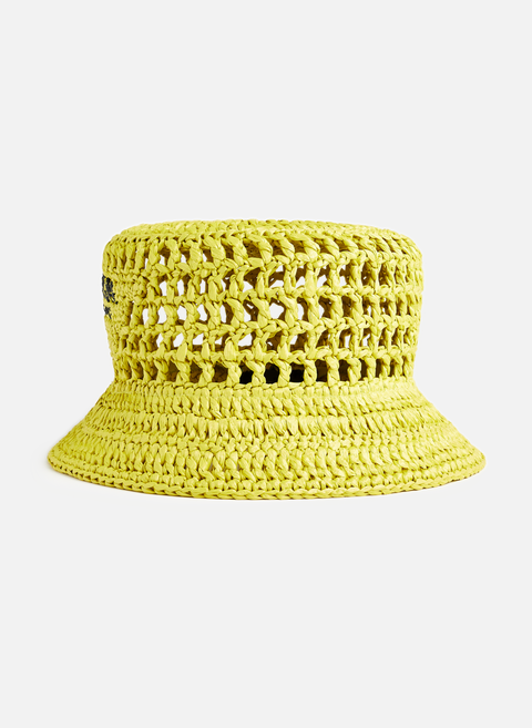 Yellow raffia bucket hatPRADA 