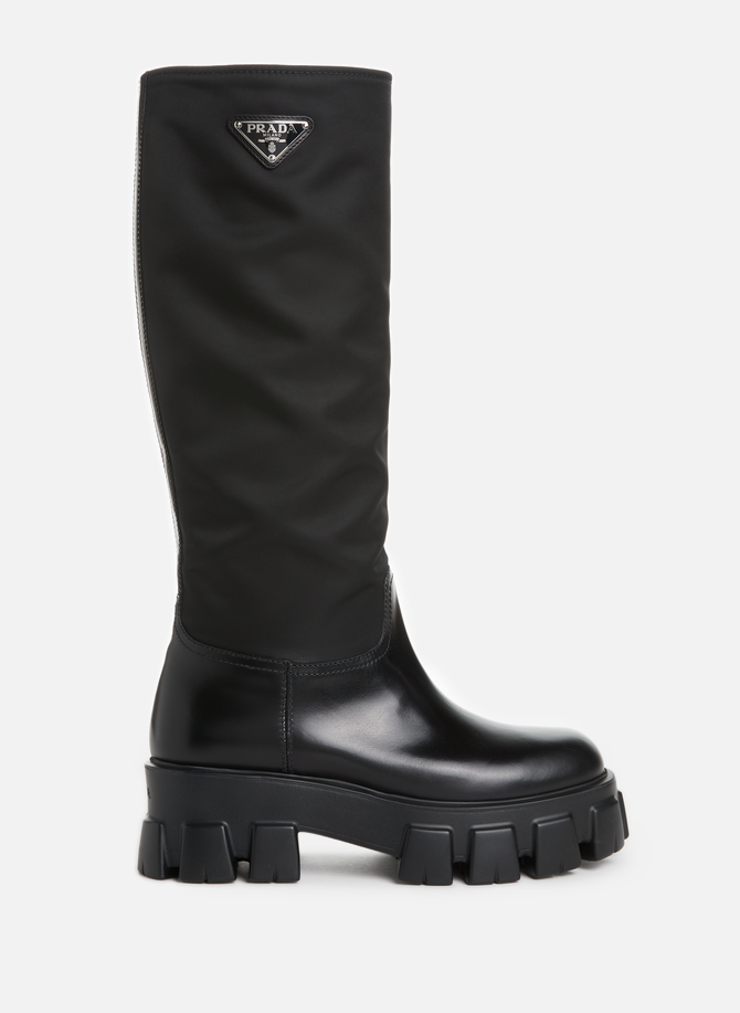 PRADA Leather and Re-nylon Boots