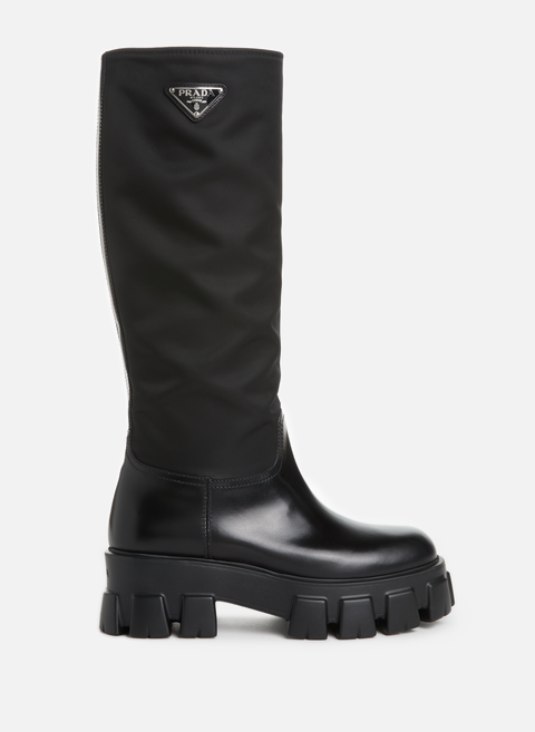 Leather and Re-nylon boots BlackPRADA 