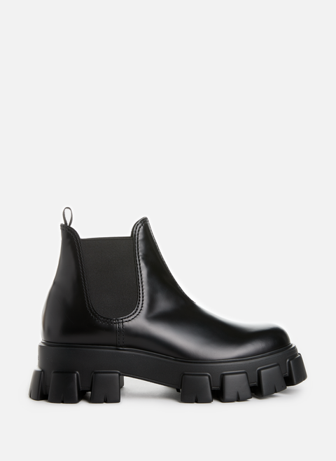 Leather ankle boots BlackPRADA 