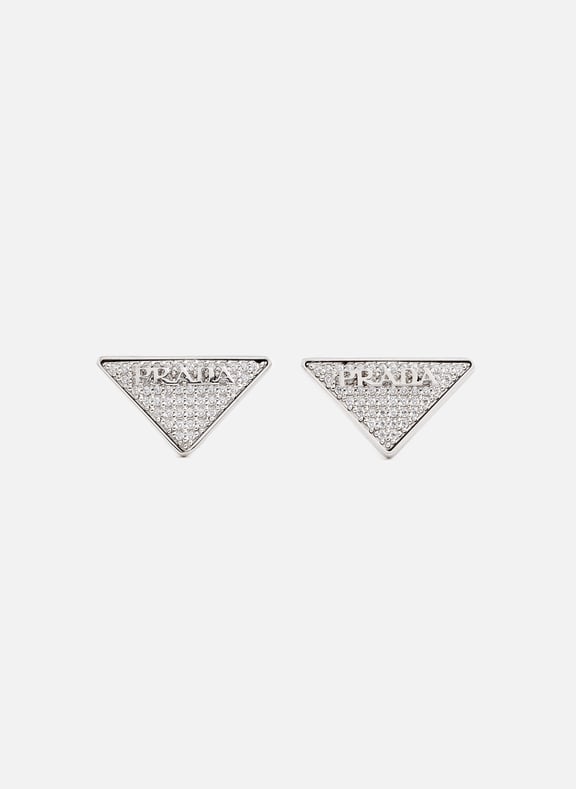 Boucles d'oreille à logo en cristaux Argent by PRADA PRADA Boucles d'oreille à logo en cristaux Argent