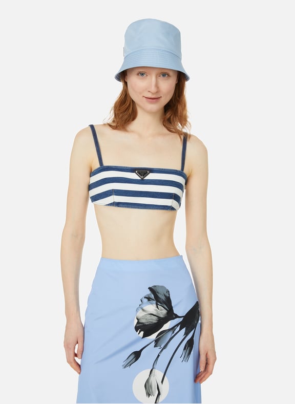 Brassière en denim Bleu by PRADA PRADA Brassière en denim Bleu