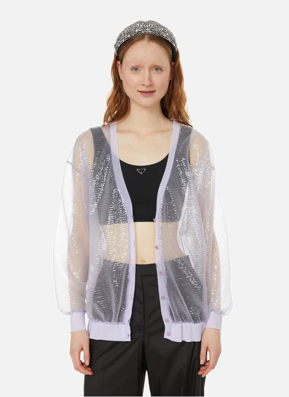 Cardigan en sequins Violet by PRADA PRADA Cardigan en sequins Violet