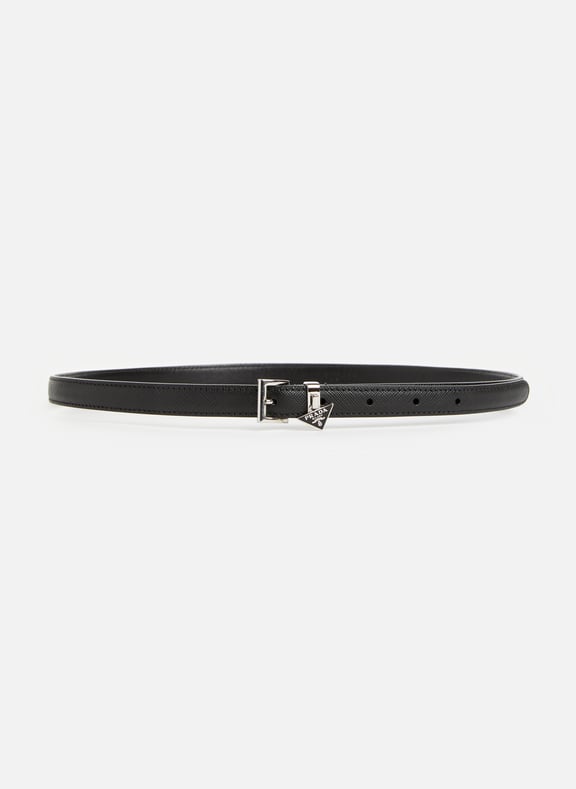 Ceinture fine Prada en cuir Saffiano Noir by PRADA PRADA Ceinture fine Prada en cuir Saffiano Noir