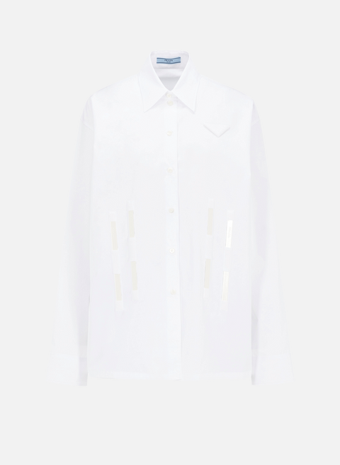 قميص قطن البوبلين باللون الأبيض PRADA 
