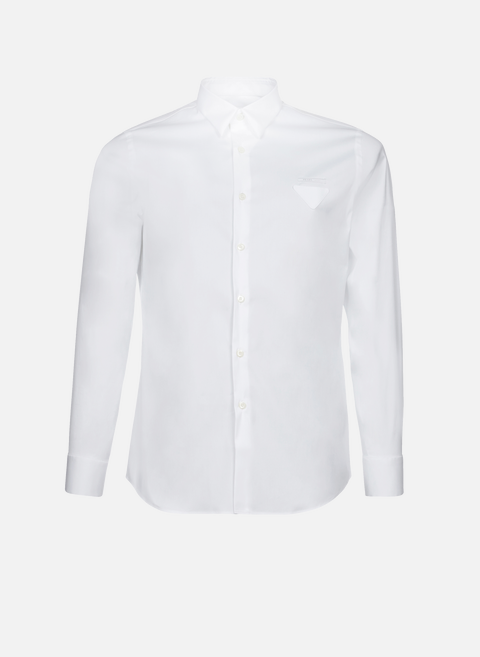 Long-sleeved cotton poplin shirt WhitePRADA 