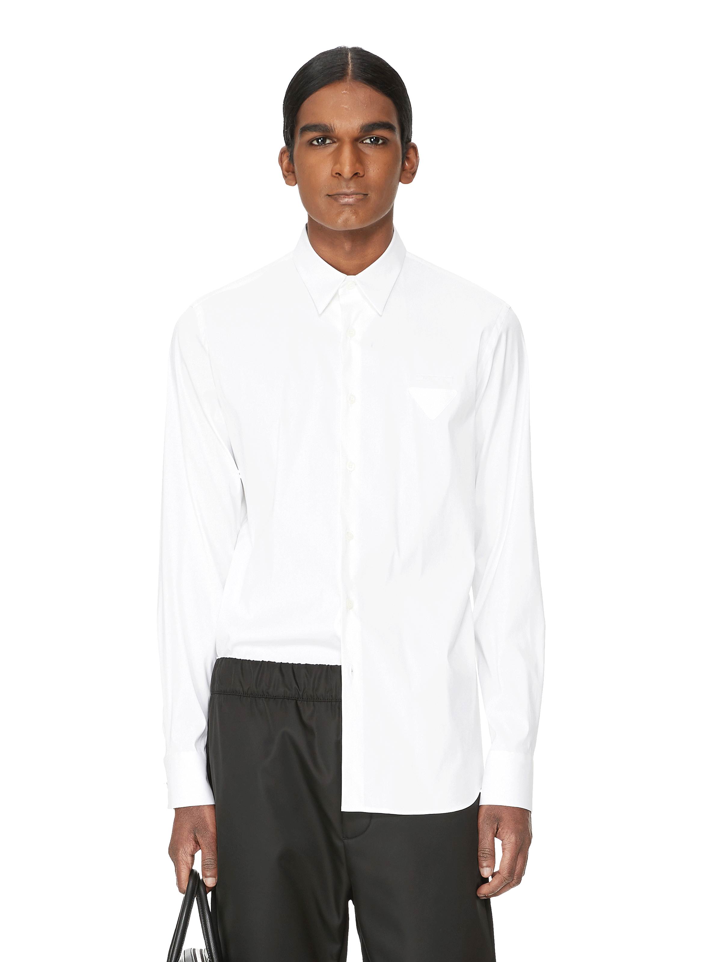 Chemise classique en popeline Coton Prada pour homme en coloris Gris Homme Vêtements Chemises Chemises habillées 