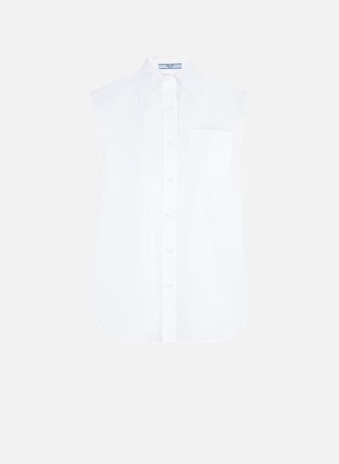 Sleeveless cotton poplin shirt WhitePRADA 