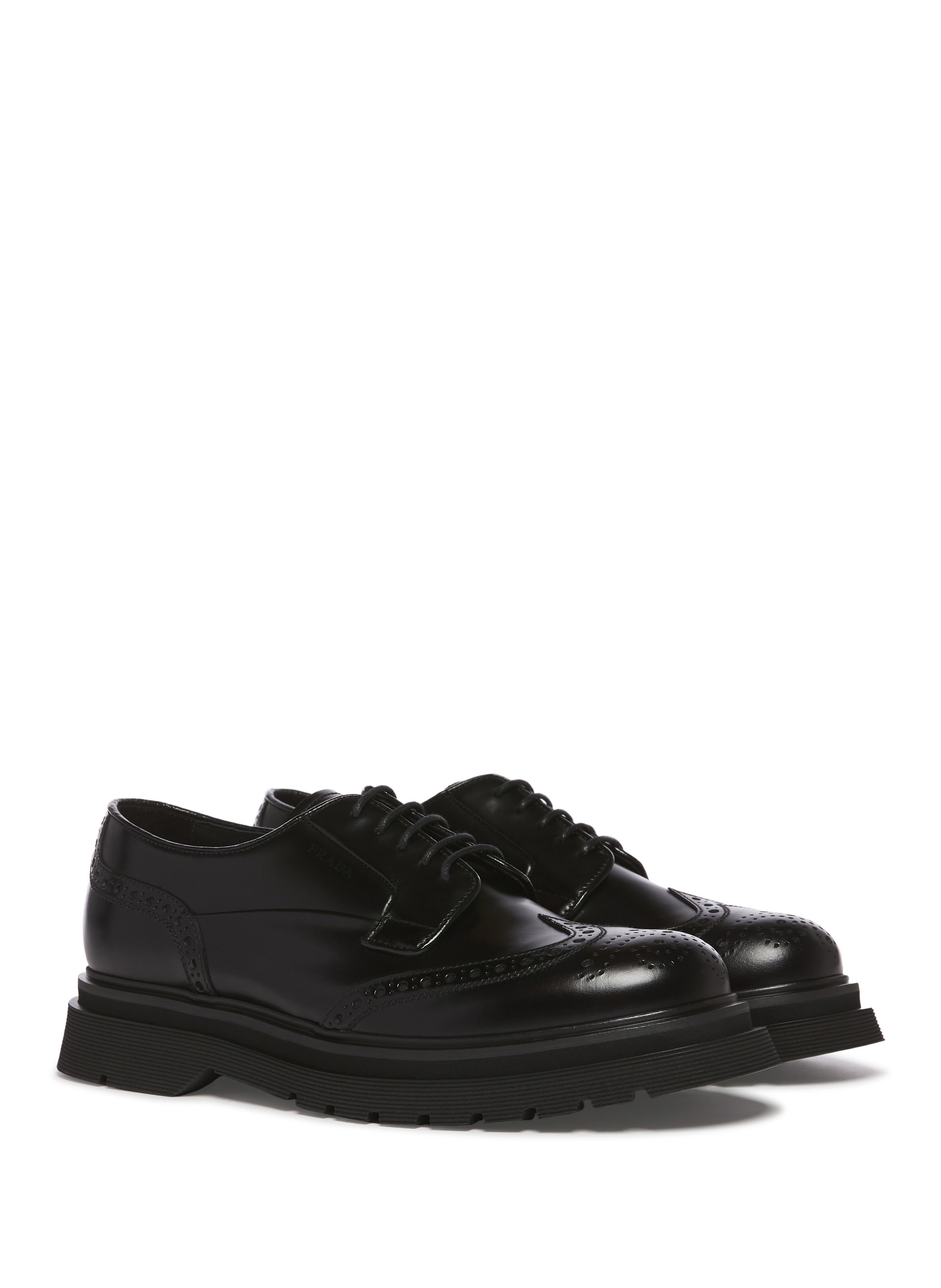 Homme Chaussures Chaussures  à lacets Chaussures derby Derbies en cuir à empiècements contrastants Cuir Prada pour homme en coloris Noir 