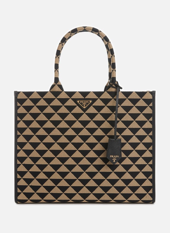 Grand sac à main Symbole en tissu jacquard Multicolore by PRADA PRADA Grand sac à main Symbole en tissu jacquard Multicolore