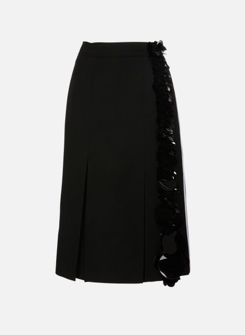Skirt in virgin wool and sequins BlackPRADA 