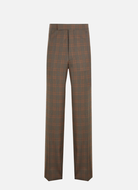 Trousers with prince of wales pattern in wool BrownPRADA 