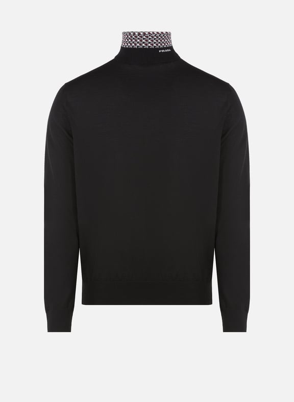 Pull col roulé en maille fine Noir by PRADA PRADA Pull col roulé en maille fine Noir