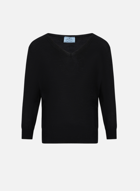 Virgin wool V-neck sweater BlackPRADA 