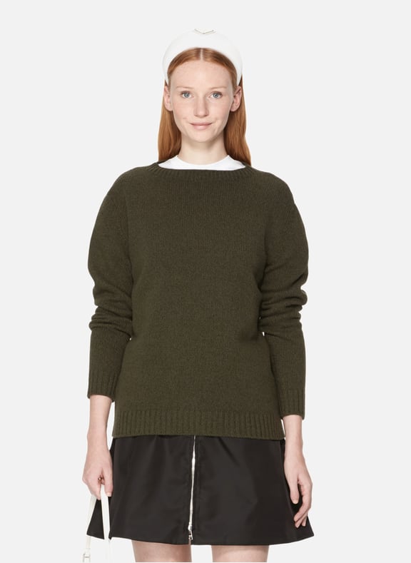 Pull en laine vierge et cachemire Kaki by PRADA PRADA Pull en laine vierge et cachemire Kaki