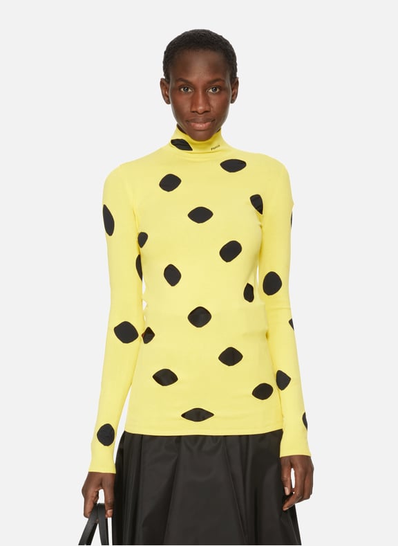 Pull en maille à découpes Jaune by PRADA PRADA Pull en maille à découpes Jaune