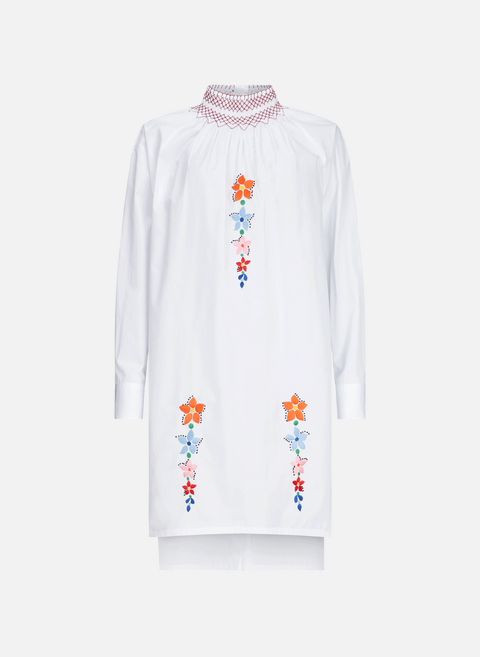 Kleid aus bestickter Baumwollpopeline WeißPRADA 