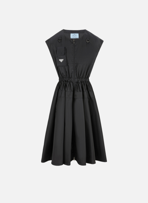 فستان متوسط ​​الطول مصنوع من النايلون الأسود من PRADA 