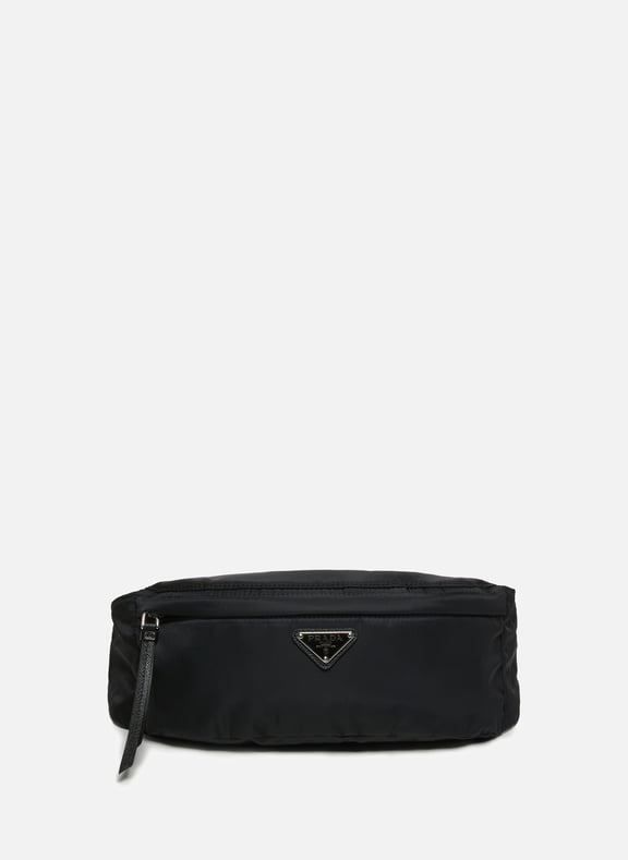 Sac banane en tissu et cuir Noir by PRADA PRADA Sac banane en tissu et cuir Noir