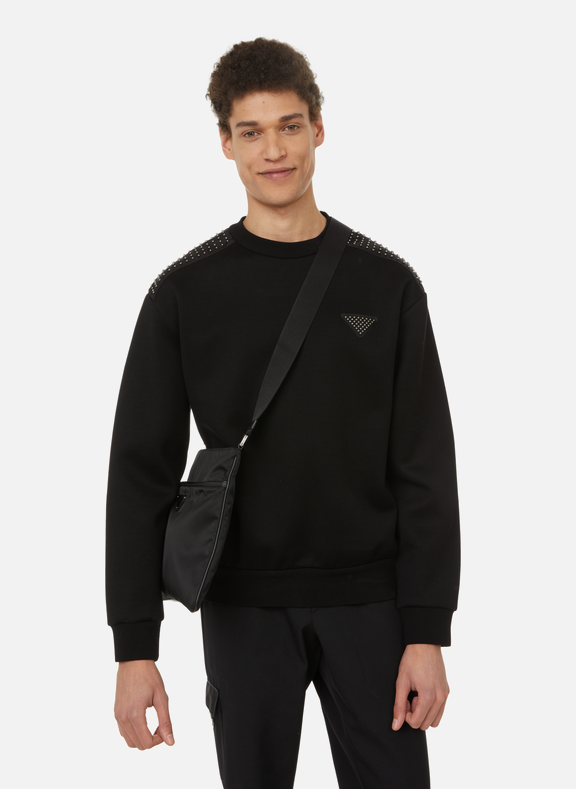 PRADA Sweatshirt avec clous en coton Noir